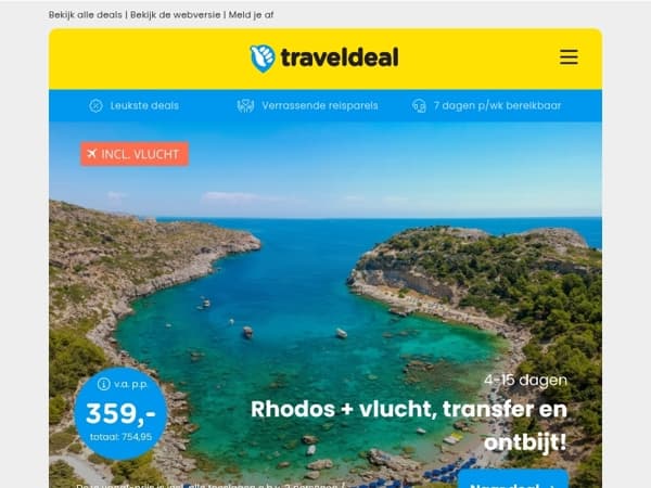 📣 HOT-DEAL! 🥵 Zonvakantie Rhodos + transfer & ontbijt 359 p.p.! 😱