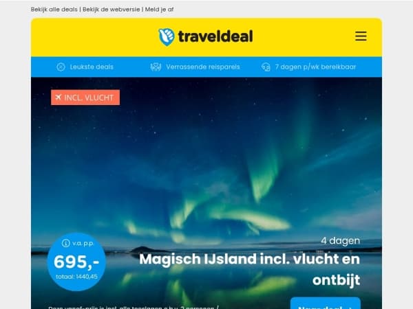 LAST MINUTE! ⏰ Magisch IJsland + vlucht & ontbijt v.a. 695 | Kasteelhotel Maastricht + diner v.a. 84 p.p.!