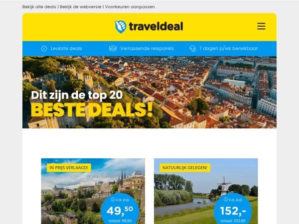 De beste deals van nu! ☀️ | Hilton Luxemburg v.a. 49,50 | 3 dgn aan de Linge + diner v.a. 152 & meer!