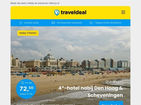 Summer Sale! ☀️ 4*-hotel bij Den Haag & Scheveningen v.a. 72,50 | 2 dgn Movie Park Germany + hotel in Oberhausen v.a. 98 p.p.! 🤩