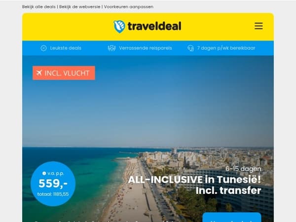 All-inclusive winterzonvakantie Tunesië v.a. 559 | Tiny House in Zuid-Limburg v.a. 219 per acco!