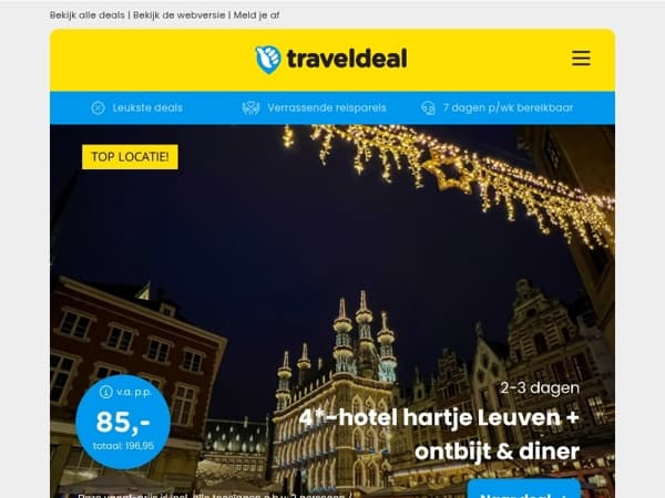 🔥 NIEUW: 4*-hotel Leuven + ontbijt & 3-gangendiner v.a. 85,- p.p. OF vroegboeken Ibiza 2026 v.a. 469,- p.p.! 😱⚡