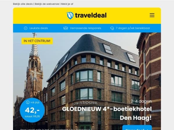 Gloednieuw 4*-boetiekhotel Den Haag v.a. 42,- p.p. | 4*-hotel Barcelona met rooftop zwembad + ontbijt & vlucht v.a. 259,- p.p.!