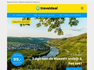 NIEUW! 💎 3 dgn aan de Moezel + ontbijt v.a. 99 | 5-daagse fietsvakantie Friesland + bagagevervoer v.a. 399 p.p.