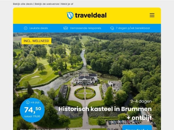 Tijdelijke aanbieding! 🤯 Luxe Kasteelverblijf bij de Veluwe + ontbijt & wellness v.a. 74,50 😱