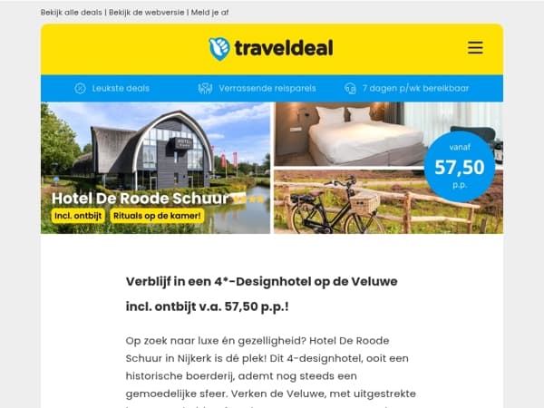 😱 Luxe 4*-designhotel op de Veluwe + ontbijt & Rituals 57,50 p.p.!