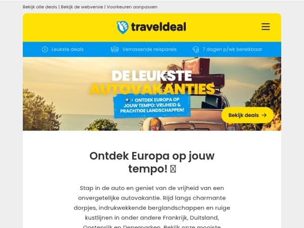 Stap in en bespaar! 🚗 | Last minute autovakanties met extra voordeel