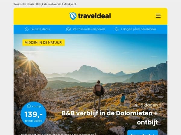 ⛰️ Verblijf in de Dolomieten incl. ontbijt v.a. 139 | Den Bosch + ontbijt & diner v.a. 72,50 p.p.!