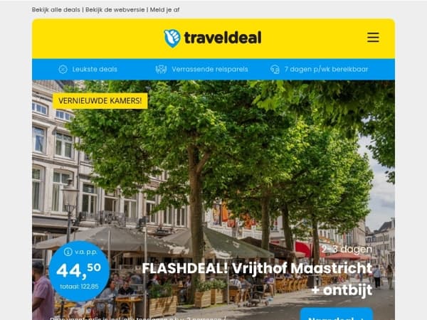 🚀 Exclusieve aanbieding: Maastricht + ontbijt v.a. 44,50 | Citytrip Madrid + ROOFTOP-pool v.a. 249 p.p.! 🔥