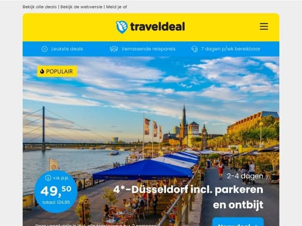 🔥 Tijdelijk EXTRA voordeel: 4*-hotel Düsseldorf + ontbijt v.a. 49,50 | FLASHDEAL: Volendam + ontbijt v.a. 54,50 p.p.!