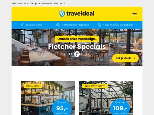 Profiteer van onze voordelige Fletcher Specials met (bijna) altijd ontbijt & diner!🍴