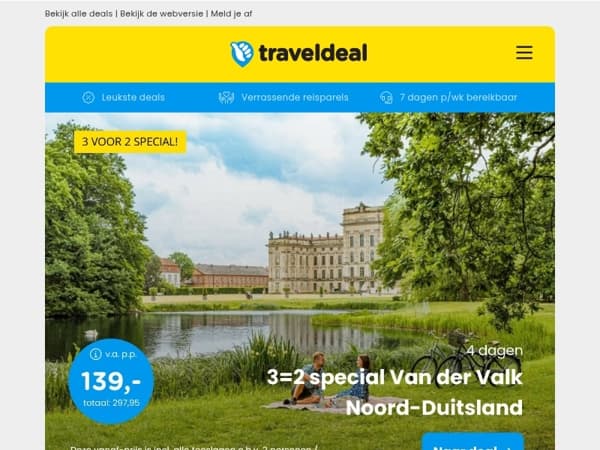 3=2 SPECIAL! 🎁 Van der Valk Noord-Duitsland + ontbijt v.a. 139 | Wellness Thermaalbad Arcen 74,50 p.p.!