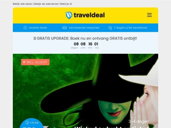 ✨ Beleef de magie van "Wicked the Musical" in Londen + GRATIS ontbijt 339 p.p.! 🔥