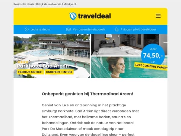 ☆ Relax in luxe met onbeperkt wellness bij Thermaalbad Arcen v.a. 74,50 p.p.!