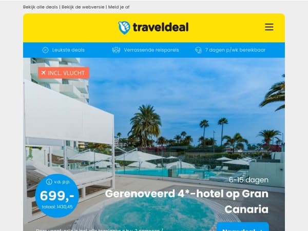 Super Deal! 🌞 4*-hotel op Gran Canaria v.a. 789 | 3 dgn all-inclusive Bonte Wever Assen v.a. 179 p.p.!