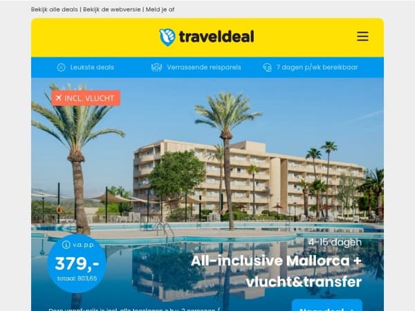 ⭐️ ZON-STUNT! All-inclusive op Mallorca + transfer v.a. 379 | 🌊 4*-hotel Den Haag bij Scheveningen v.a. 59,50 p.p.!