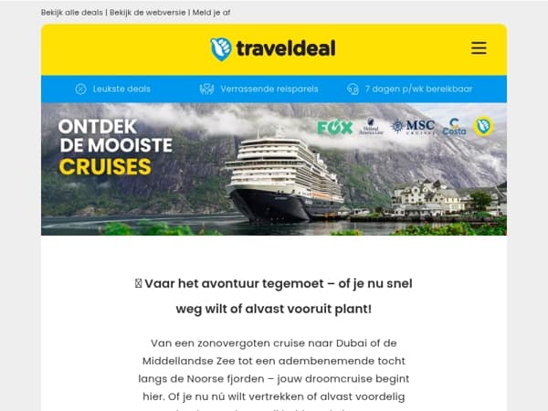 🚢 Ontdek onze beste cruiseaanbiedingen – last minutes én vroegboekkortingen voor 2026