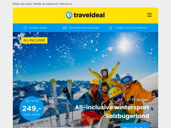 Wintersport Salzburgerland + all-inclusive v.a. 249 | Volpension Nijlcruise Egypte v.a. 1479 p.p.!