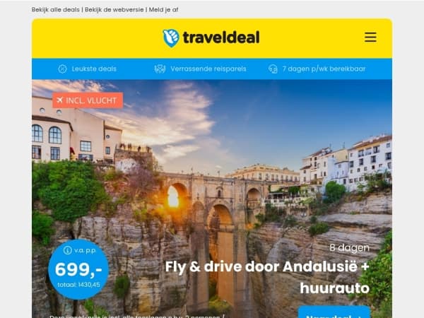 ⭐ MEGA LAST MINUTE! ⭐ 8-daagse fly & drive Andalusië v.a. 699 | Luxe 4*-Designhotel de Veluwe + ontbijt v.a. 48,56 p.p.!