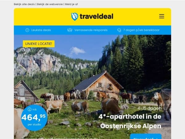 4*-Aparthotel in de Alpen + wellness v.a. 464,95 per acco | Halfpension in het hart van de Provence v.a. 259 p.p.!