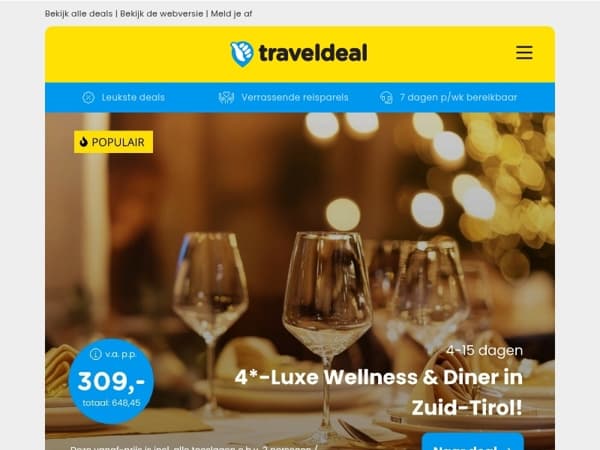 ⭐ 4 dgn Super LUXE 4*-hotel Zuid Tirol + 5-gangendiner & meer v.a. 309 | 2 - 5 dgn o.b.v. all-inclusive bij de kust in Zeeland v.a. 79,50 p.p.!