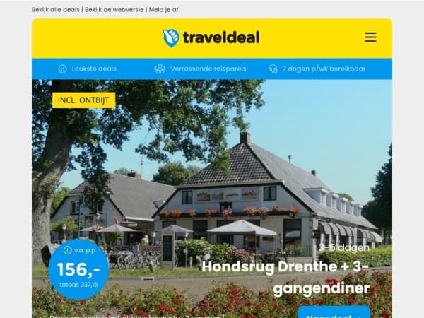 3-5 dgn fietsen Drenthe + ontbijt + 3-gangendiner v.a. 156 | 3 dgn Ooijpolder + ontbijt & diner v.a. 79 p.p.! 🤯