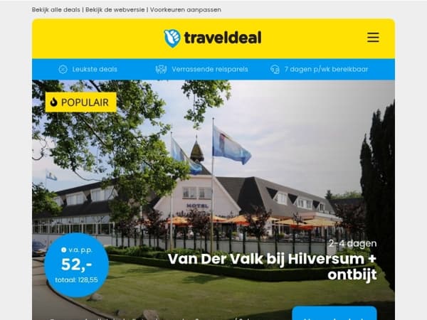 ⚠️ Alleen vandaag nog! ⏰ Van der Valk Hotel Hilversum + ontbijt & meer v.a. 52 p.p.!