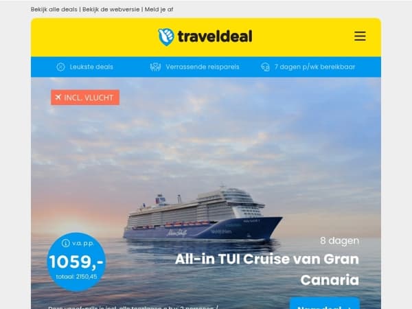 🤩 Van TUI Cruise tot plezier in Beekse Bergen – ontdek 5 nieuwe geweldige deals!
