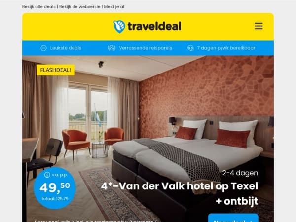 Van der Valk Texel + ontbijt v.a. 49,50 | TUI Cruise Noorse Fjorden o.b.v. all-inclusive v.a. 1429 p.p.!