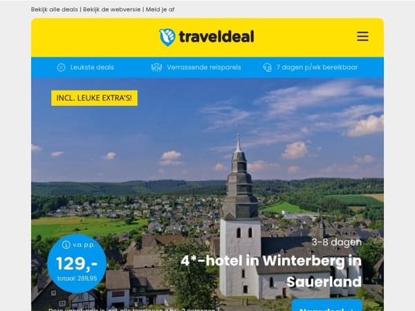 3 dgn Sauerland incl. ontbijt & meer v.a. 169 | Fly & Drive Amalfikust v.a. 599 p.p.! 🤯