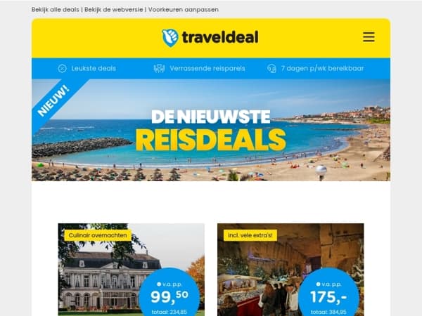 Nieuwe reisdeals! 💎 Kasteelhotel bij Maastricht + diner 99,50 | Winterzonvakantie Tunesië 559 | Hurtigruten Zeereis & meer!