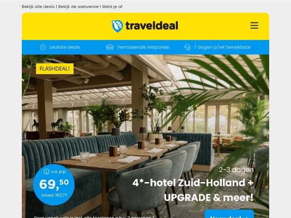 🌊 Zuid-Holland + UPGRADE & ontbijt 69,50 | 4*-Hotel Friesland aan het IJsselmeer v.a. 37,50 p.p.!
