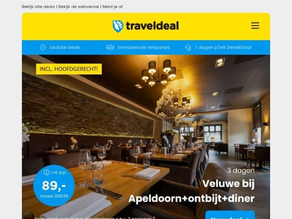 😱 3 dagen de Veluwe + ontbijt, diner & GRATIS parkeren 89 | 🛫 Zonvakantie Torremolinos + vlucht & ontbijt 229 p.p.!