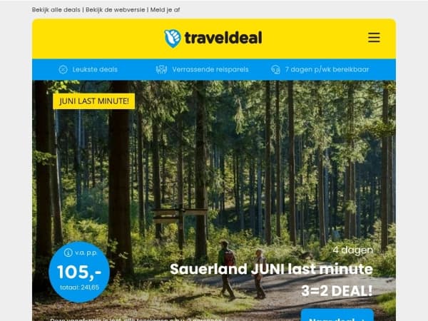 3=2 DEAL Sauerland + ontbijt v.a. 105 p.p.! 😱 | DELUXE kamer Roompot Volendam + ontbijt 69,50 p.p.!