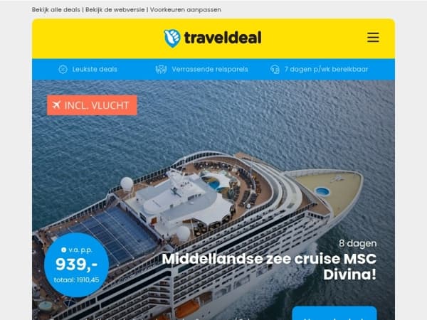 8-daagse cruise Mykonos, Turkse Rivièra & Napels v.a. 939 | Luxe 4*-hotel aan de Maas in Maastricht v.a. 39,50 p.p.!