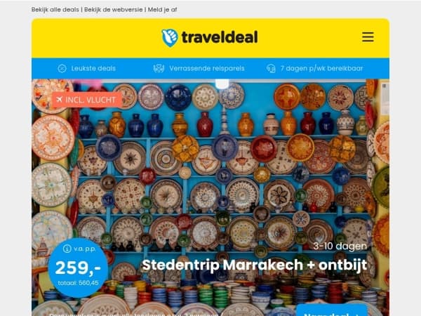 ✨ Stedentrip Marrakech + vlucht v.a. 259 | Beach Hotel Zuid-Holland + DELUXE Zeezicht kamer + 🥐 v.a. 59,50 p.p.!