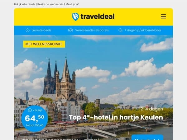 Top 4*-hotel in hartje Keulen incl. ontbijt 64,50 | 🔥 MEGA LAST-MINUTE Cruise Kroatië, Griekenland & Italië v.a. 1499 p.p.!