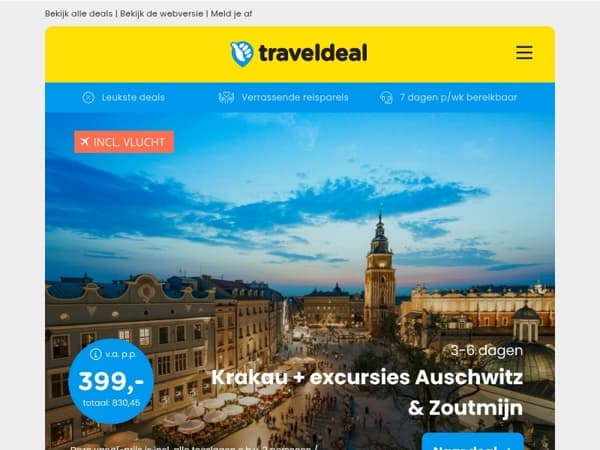 Alles-in-1-Deal! 😱 | Stedentrip Krakau + vlucht, transfer, ontbijt + excursies: Auschwitz, Zoutmijn v.a. SLECHTS 399 p.p.! 🔥