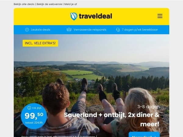 🔥 Nu héél voordelig! 😱 3 dgn Sauerland + ontbijt & 2(!)x diner v.a. 99,50 | 4 dgn ALL-INCLUSIVE in Tirol v.a. 279 p.p.! 🤯