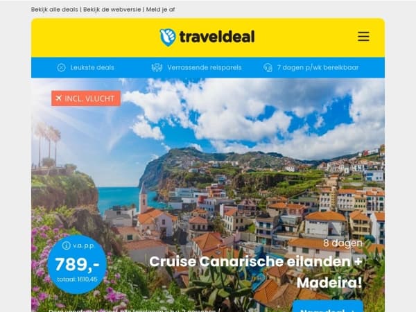 🚢 8-daagse cruise Canarische Eilanden & Madeira v.a. 789 | All-inclusive vakantie bij Montpellier v.a. 177 p.p.!