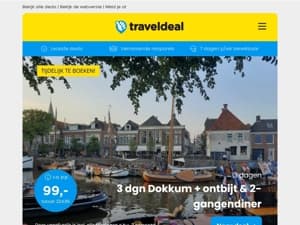 Acties! 🔥 3 dgn Dokkum + ontbijt & diner v.a. 99 | Champagnestreek + ontbijt v.a. 49 | Cruise Middellandse Zee 929 & MEER!