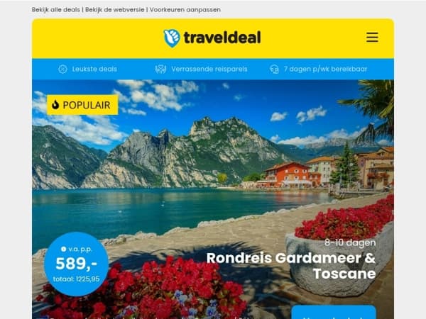 ☀️ Rondreis Gardameer & Toscane v.a. 589 | Stedentrip Sevilla + rooftop zwembad v.a. 299 p.p.!