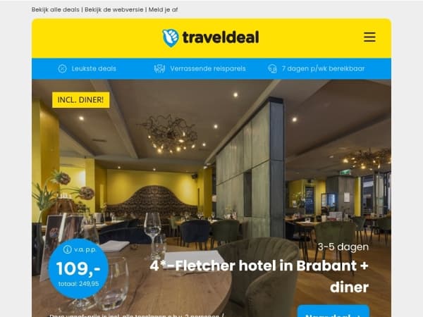 3 dagen bourgondisch Brabant + ontbijt & diner v.a. 99 | 6-15 dgn 4*-hotel Umbrië + 3-gangendiner v.a. 309 p.p.!