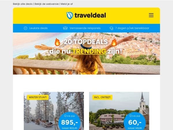 🔥 20 deals die nú TRENDING zijn! 🔥 Finlandreis incl. vele excursies! v.a. 895 | Fietshotel in Drenthe + ontbijt v.a. 60 | 4 dgn all-inclusive aan de Rijn v.a. 169 & meer!