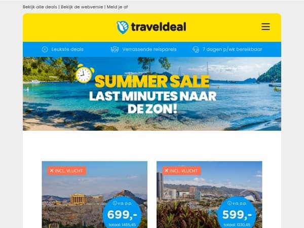 🌞 Sla je slag met last-minute kortingen op geselecteerde vertrekdata – op = op! 📅