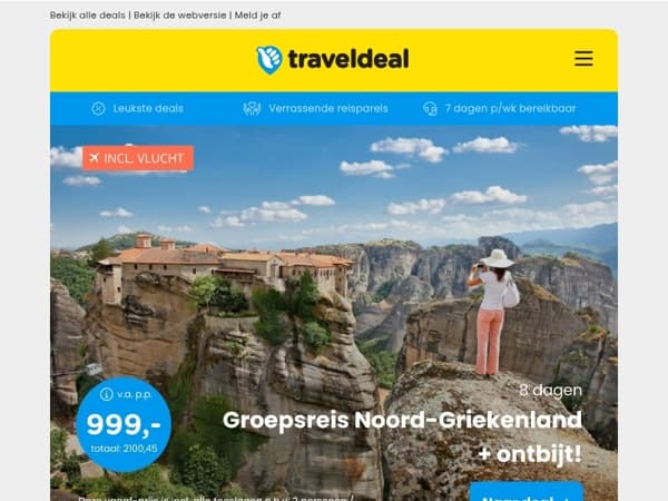 ⏰ Extra korting: groepsreis Noord-Griekenland + ontbijt v.a. 899 | 4/15 dgn halfpension Zillertal + wellness v.a. 269 p.p.!