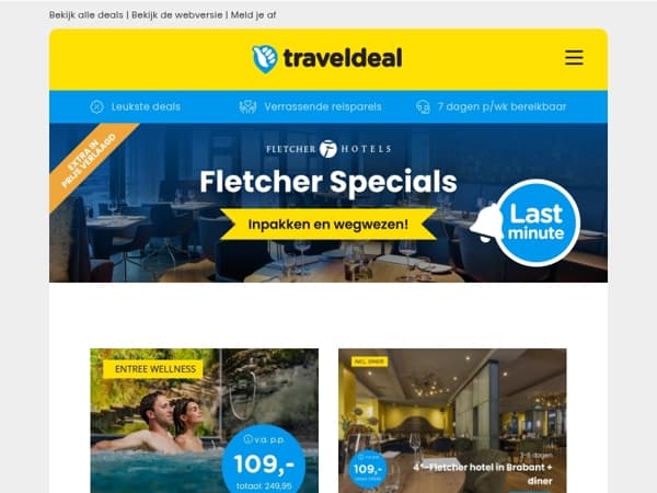 🚨 Fletcher Flash Deals: Wellnesshotel Sittard | Brabant | Giethoorn | Breda & nog veel meer!