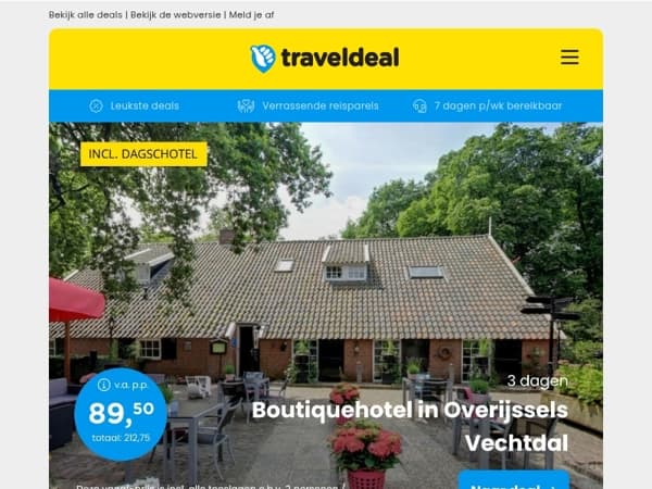 OP=OP! ⚡ 3 dagen Boutiquehotel Vechtdal + ontbijt + dagschotel & GRATIS fiets- en wandelroutes v.a. 89,50 p.p.! 🤯