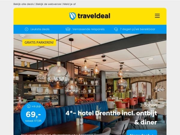 MEGA OP=OP DEAL! 😱 3 dgn Drenthe + ontbijt, 3-gangendiner & bitterballen v.a. SLECHTS 69 p.p.!