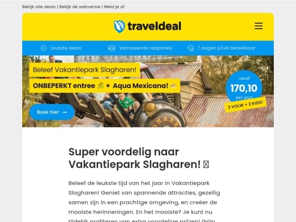 😱 Extreem goedkoop: beleef Vakantiepark Slagharen + ONBEPERKT toegang + Aqua Mexicana!
